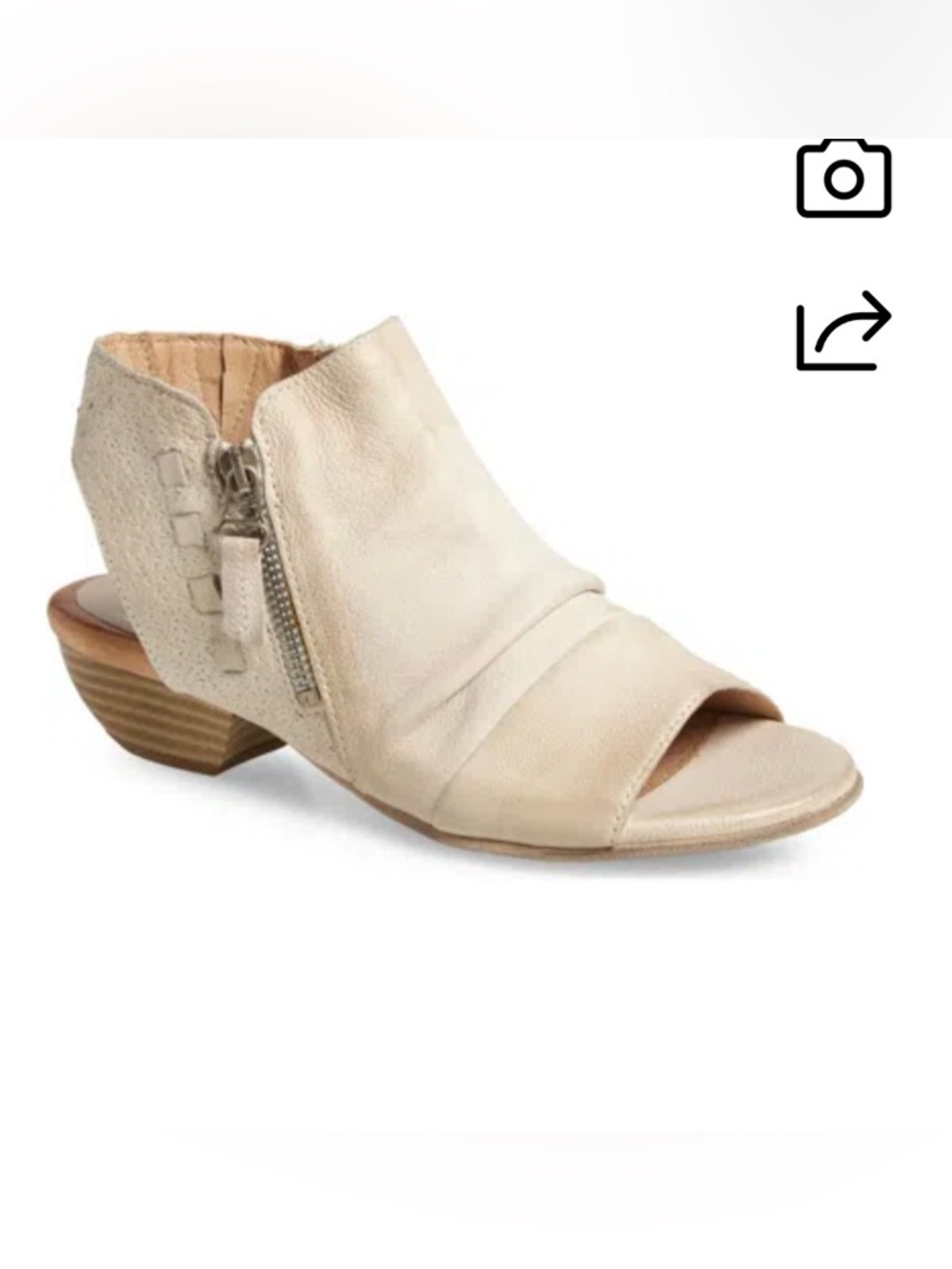 MIZ MOOZ Carla Peep Toe Bootie In Linen Open-Toe Low Heel Sandal size 40 US 9.5